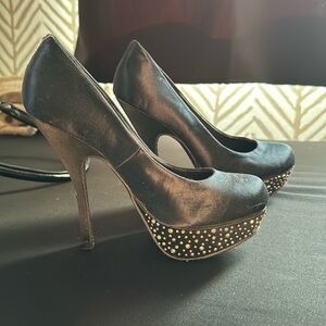 Steve Madden black heels with rhinestones